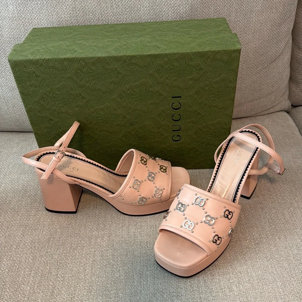 Gucci Size 38 1/2 Malaga Kid heal in perfect pink